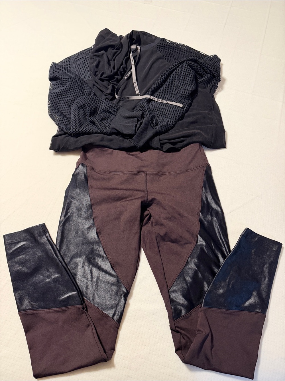 Koral Black Mesh-Sleeve Hooded Sweatshirt size and Koral leggings.